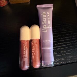Ulta Beauty Lip Gloss Set with Gummy Bear Lip Scrub - Pink and Purple